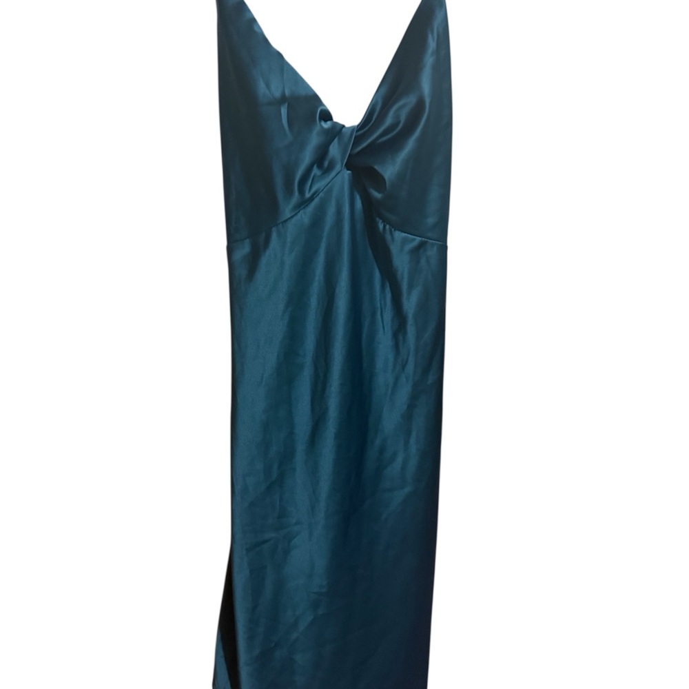 B darlin teal satin slip Dress ladies juniors 13 / 14 
Large